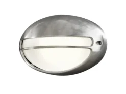 Dimmbare Außenwandleuchte TORINO oval, Aluminium / Acrylglas opal