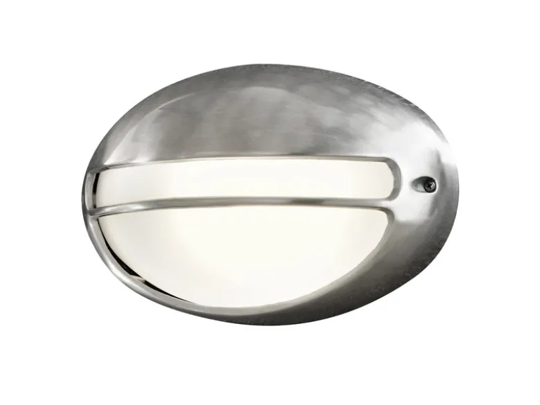 Dimmbare Außenwandleuchte TORINO oval, Aluminium / Acrylglas opal