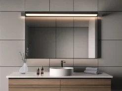 Dimmbare LED Bad Spiegelleuchte FABRIZIO schwenkbar, Schwarz Breite 80cm