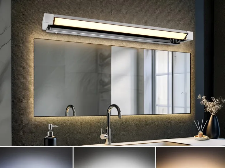 Dimmbare LED Bad Spiegelleuchte FABRIZIO schwenkbar, Chrom Breite 80cm