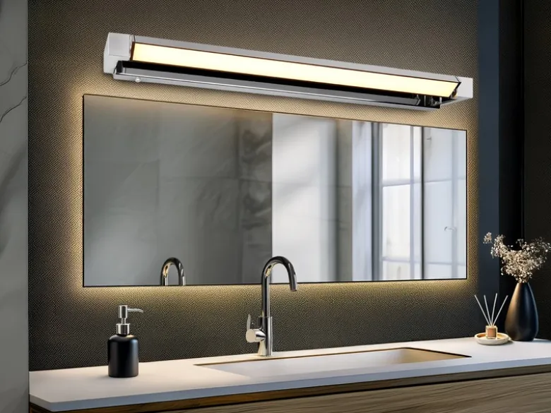 Dimmbare LED Bad Spiegelleuchte FABRIZIO schwenkbar, Chrom Breite 80cm