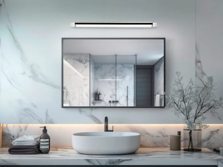 Dimmbare LED Bad Spiegelleuchte FABRIZIO schwenkbar, Chrom Breite 80cm