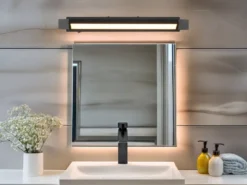 Dimmbare LED Bad Spiegelleuchte FABRIZIO schwenkbar, Schwarz Breite 50cm