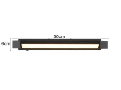 Dimmbare LED Bad Spiegelleuchte FABRIZIO schwenkbar, Schwarz Breite 50cm