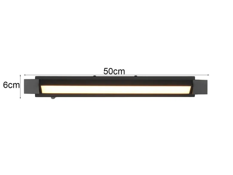 Dimmbare LED Bad Spiegelleuchte FABRIZIO schwenkbar, Schwarz Breite 50cm