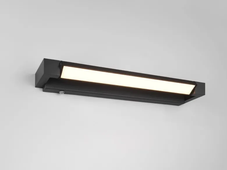 Dimmbare LED Bad Spiegelleuchte FABRIZIO schwenkbar, Schwarz Breite 50cm