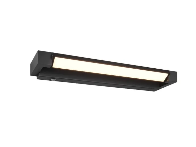 Dimmbare LED Bad Spiegelleuchte FABRIZIO schwenkbar, Schwarz Breite 50cm