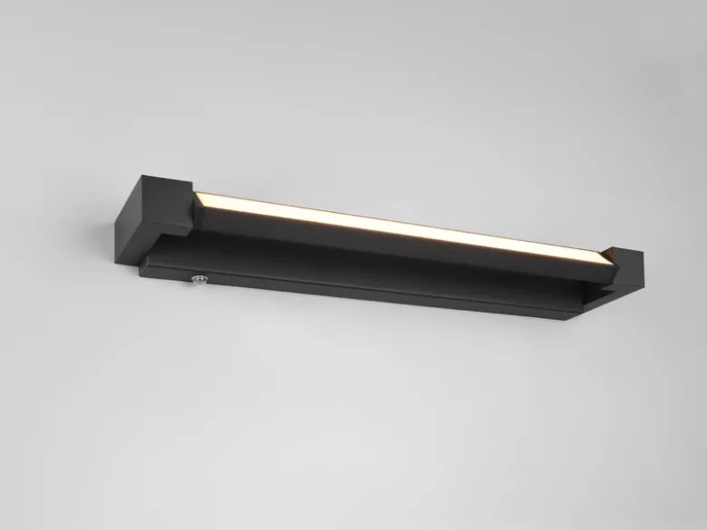Dimmbare LED Bad Spiegelleuchte FABRIZIO schwenkbar, Schwarz Breite 50cm