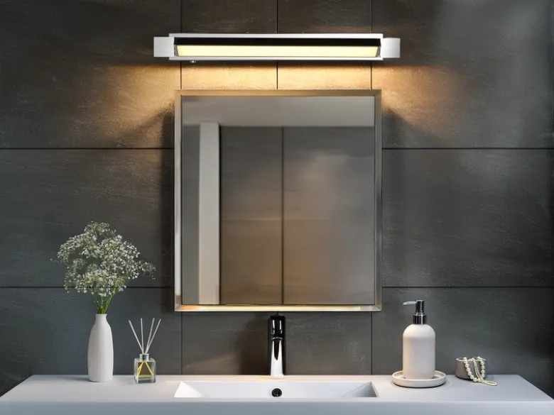 Dimmbare LED Bad Spiegelleuchte FABRIZIO schwenkbar, Chrom Breite 50cm