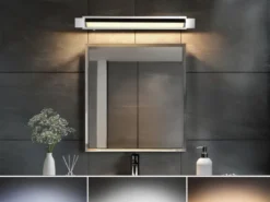 Dimmbare LED Bad Spiegelleuchte FABRIZIO schwenkbar, Chrom Breite 50cm