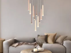 Dimmbare LED Cluster Pendelleuchte FIATO 11-flammig mehrfarbig, Ø 40cm