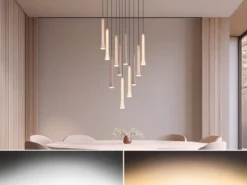 Dimmbare LED Cluster Pendelleuchte FIATO 11-flammig mehrfarbig, Ø 40cm
