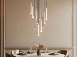 Dimmbare LED Cluster Pendelleuchte FIATO 11-flammig mehrfarbig, Ø 40cm