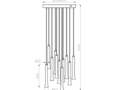 Dimmbare LED Cluster Pendelleuchte FIATO 11-flammig mehrfarbig, Ø 40cm