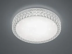 Dimmbare LED Deckenlampe PEGASUS mit Sternenhimmel & Kristall, Ø 40cm