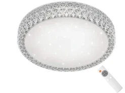 Dimmbare LED Deckenlampe PEGASUS mit Fernbedienung & Kristall, Ø 60cm