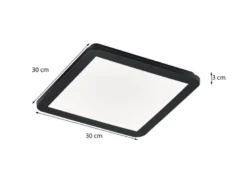 Dimmbare LED Deckenleuchte CAMILLUS flache Badezimmerlampe 30x30cm Schwarz IP44