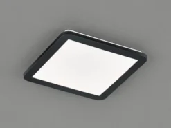 Dimmbare LED Deckenleuchte CAMILLUS flache Badezimmerlampe 30x30cm Schwarz IP44