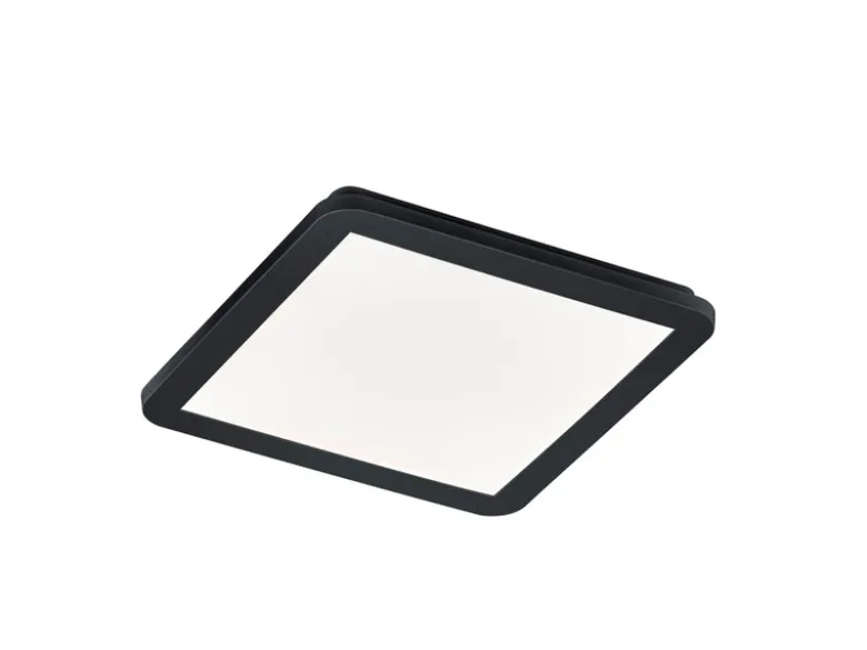 Dimmbare LED Deckenleuchte CAMILLUS flache Badezimmerlampe 30x30cm Schwarz IP44