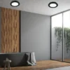 Dimmbare LED Deckenleuchte CAMILLUS flache Badezimmerlampe Ø17cm schwarz IP44