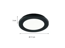Dimmbare LED Deckenleuchte CAMILLUS flache Badezimmerlampe Ø17cm schwarz IP44