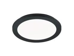 Dimmbare LED Deckenleuchte CAMILLUS flache Badezimmerlampe Ø26cm schwarz IP44