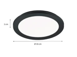 Dimmbare LED Deckenleuchte CAMILLUS flache Badezimmerlampe Ø26cm schwarz IP44