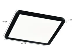 Dimmbare LED Deckenleuchte CAMILLUS flache Badezimmerlampe 40x40cm Schwarz IP44
