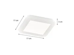 Dimmbare LED Deckenleuchte CAMILLUS flache Badezimmerlampe 17x17cm Weiß IP44