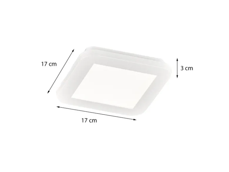 Dimmbare LED Deckenleuchte CAMILLUS flache Badezimmerlampe 17x17cm Weiß IP44