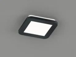 Dimmbare LED Deckenleuchte CAMILLUS flache Badezimmerlampe 17x17cm Schwarz IP44