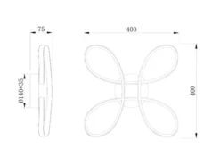 Dimmbare LED Deckenleuchte FLY geschwungen Schwarz, Breite 40cm