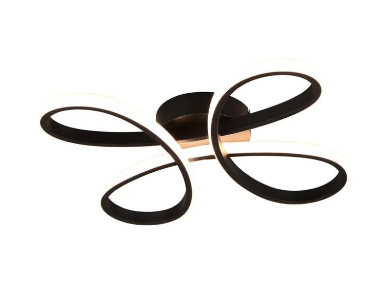 Dimmbare LED Deckenleuchte FLY geschwungen Schwarz, Breite 40cm