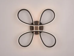 Dimmbare LED Deckenleuchte FLY geschwungen Schwarz, Breite 40cm