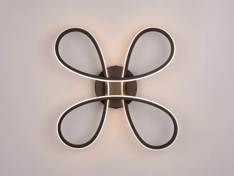 Dimmbare LED Deckenleuchte FLY geschwungen Schwarz, Breite 40cm