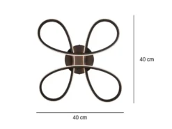 Dimmbare LED Deckenleuchte FLY geschwungen Schwarz, Breite 40cm