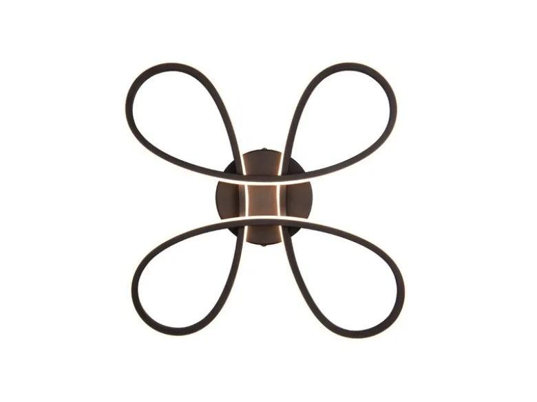 Dimmbare LED Deckenleuchte FLY geschwungen Schwarz, Breite 40cm