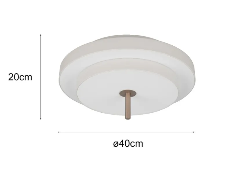 Dimmbare LED Deckenleuchte KEATON im modernen Design, Hellgrau Ø 40cm
