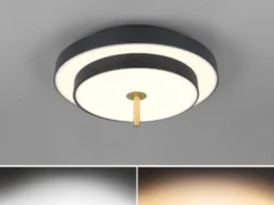 Dimmbare LED Deckenleuchte KEATON im modernen Design, Schwarz Gold Ø 40cm