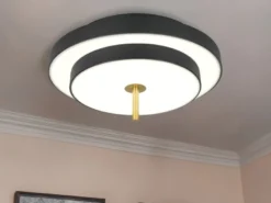 Dimmbare LED Deckenleuchte KEATON im modernen Design, Schwarz Gold Ø 40cm