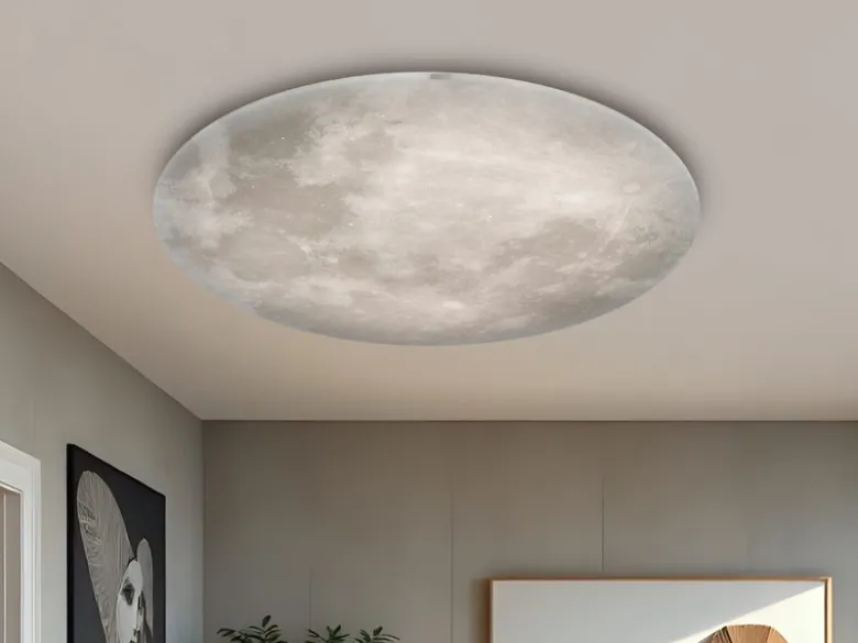 Dimmbare LED Deckenleuchte LUNAR mit Nachtlicht, Mondphasen Fernbedienung Ø 60cm