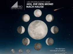 Dimmbare LED Deckenleuchte LUNAR mit Nachtlicht, Mondphasen Fernbedienung Ø 60cm