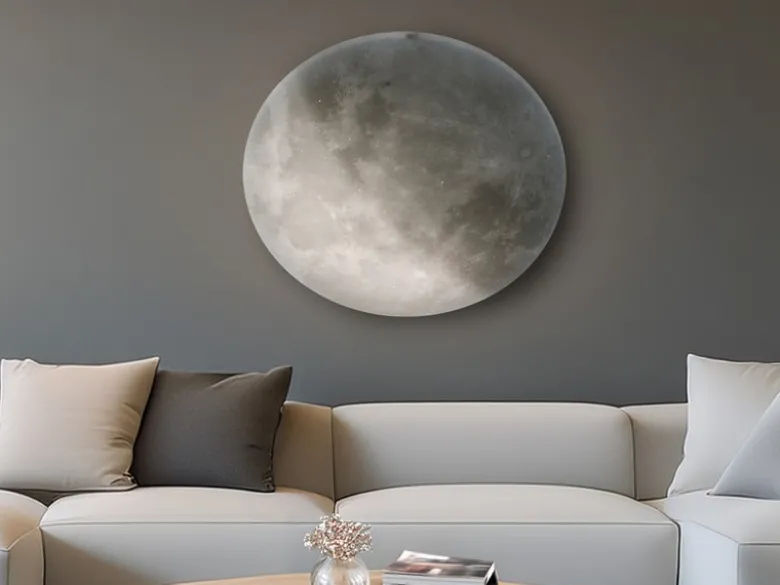 Dimmbare LED Deckenleuchte LUNAR mit Nachtlicht, Mondphasen Fernbedienung Ø 60cm