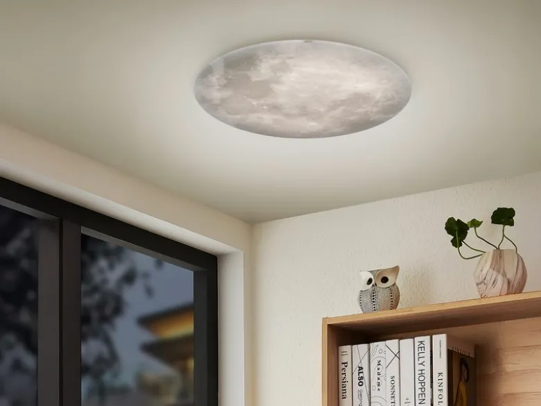 Dimmbare LED Deckenleuchte LUNAR mit Nachtlicht, Mondphasen Fernbedienung Ø40cm