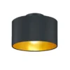 Dimmbare LED Deckenleuchte mit Stoff Lampenschirm in Schwarz Gold Ø 30cm