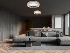 Dimmbare LED Deckenleuchte MONTE mit Naturholzlamellen, Ø 40cm