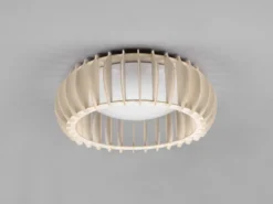 Dimmbare LED Deckenleuchte MONTE mit Naturholzlamellen, Ø 40cm