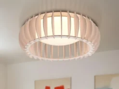 Dimmbare LED Deckenleuchte MONTE mit Naturholzlamellen, Ø 40cm