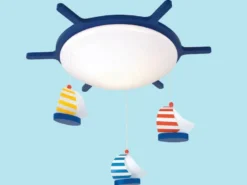 Dimmbare LED Deckenleuchte SEGELBOOTE mit Mobile fürs Kinderzimmer