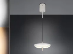 Dimmbare LED Pendelleuchte KEATON im modernen Design, Hellgrau Ø 40cm